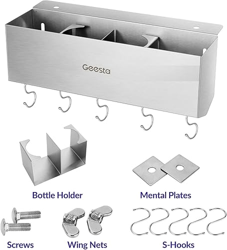 Miniatura 6 de Geesta Organizador de parrilla de acero inoxidable para parrillas Blackstone de 28"36", organizador de parrilla que ahorra espacio, accesorios de