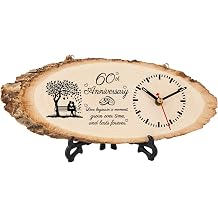 BeauGift 60th Anniversary Wedding Gifts for Parents Him Her, 60th Wedding Anniversary Clock Gifts for Husband Wife, 60th Anniversary Decorations Wooden Clock