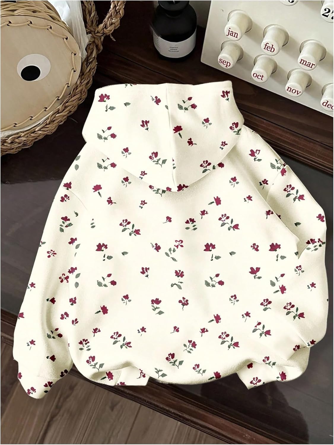 Girl's Floral Letter Graphic Hoodies Long Sleeve Pullover Sweatshirts Cute Tops - Image 3