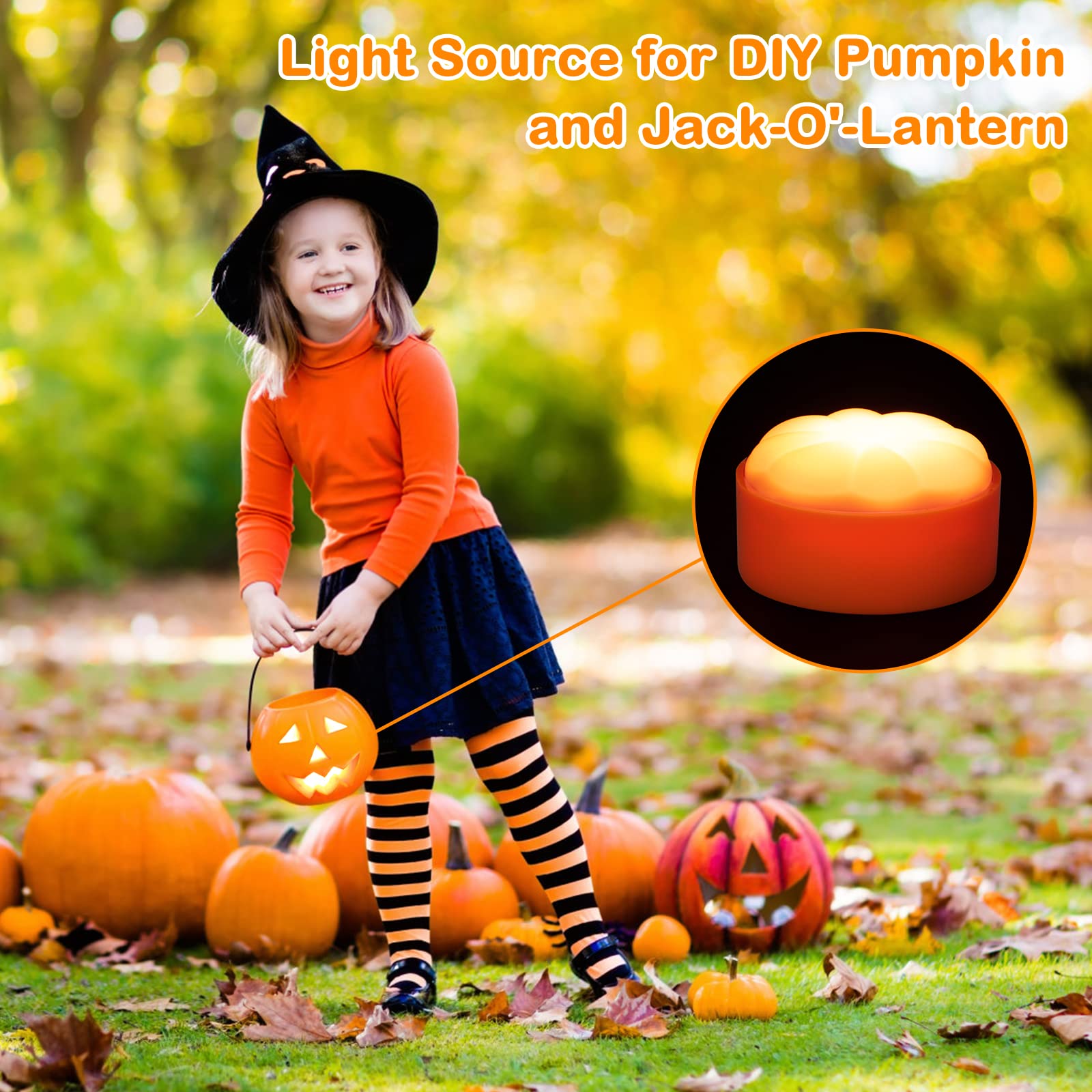 Litake 6 Luci A Zucca Halloween A LED Con Telecomando, Tremolanti, Con Timer, Funzionamento A Batteria, Arancione