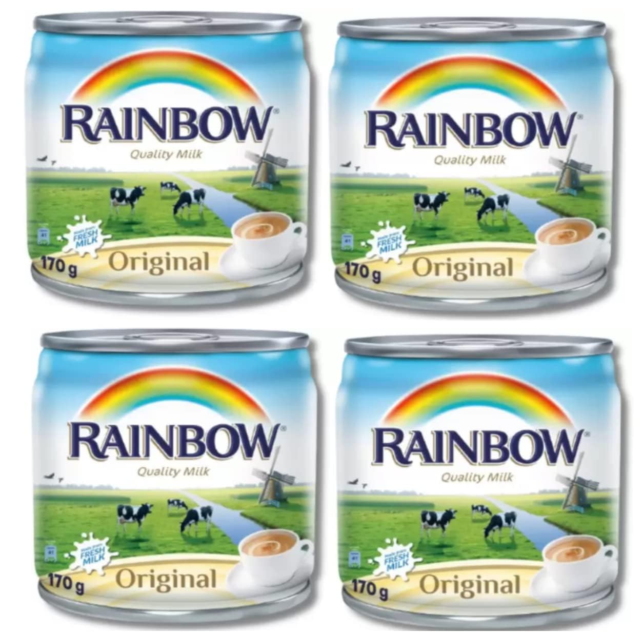 Rainbow Quality Fresh Milk, Pack of 4, 170g Each (UAE)