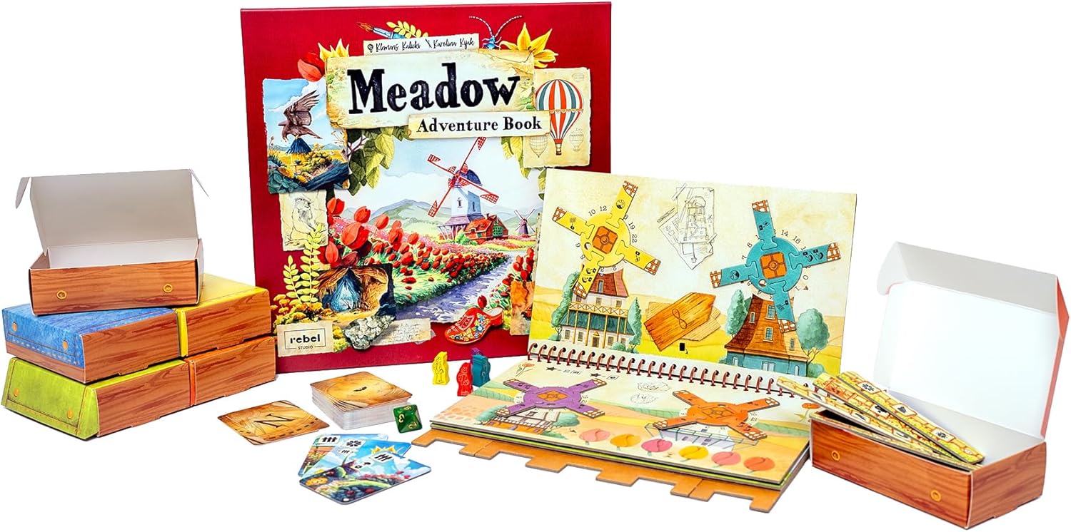 Meadow Adventure Book - Innovative Board Game Expansion with Watercolor Illustrations - Explore Nature Through Unique Scenarios! Ages 10+, 1-4 Players, 60-90 Minute Playtime, Made by Rebel Studio