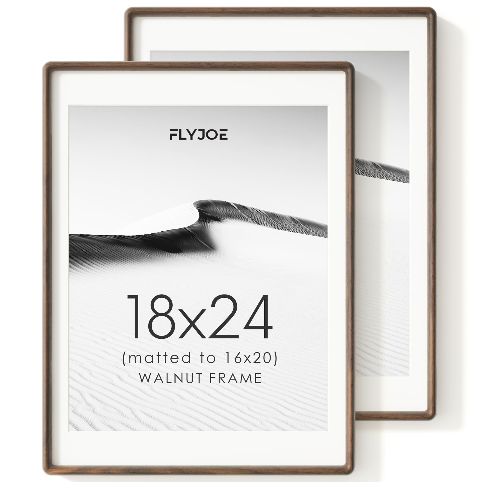 18x24 Picture Frame, Solid Walnut Wood Photo Frame, Rounded Corner, 2 Pack