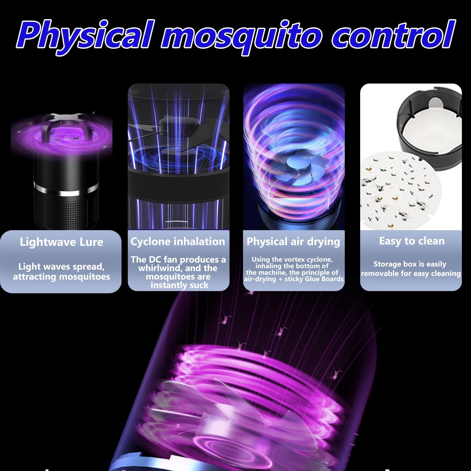 Fruit Fly Traps for Indoors, Indoor Bug Zapper, Mosquito Trap, Gnat Traps for House Indoor, Insect Trap with 5 Sticky Glue Boards, Black