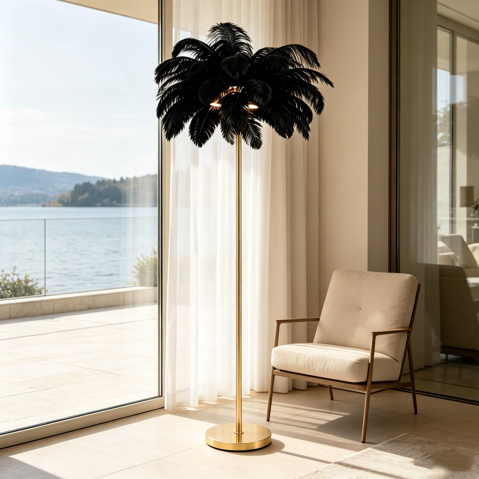 LCNDKF Indoor Decor Feather Standing Floor Lamp