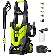 PowRyte Pressure Washer with Hose Reel, Foam Cannon, 4 Different Pressure Tips, Power Washer