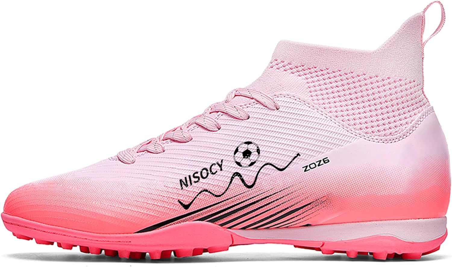 NISOCY Soccer Shoes for Mens Womens Professional Cleats High-Top Athletic Turf Football Shoe Outdoor/Indoor Professional Futsal Football Training Sneaker - Image 4