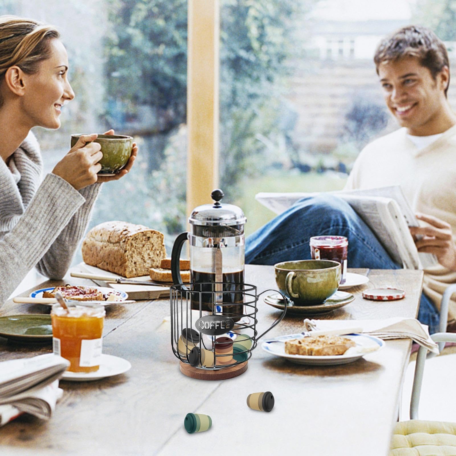 Porta Cialde Caffè In Legno E Metallo - Contenitore Con Coperchio Nero - Foto 11