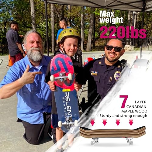 Miniatura 5 de Implacable Skateboard de 31 pulgadas de Hamish Brewer, también conocido como el principal tatuado. Compra una tabla, da una tabla, 7 capas de arce