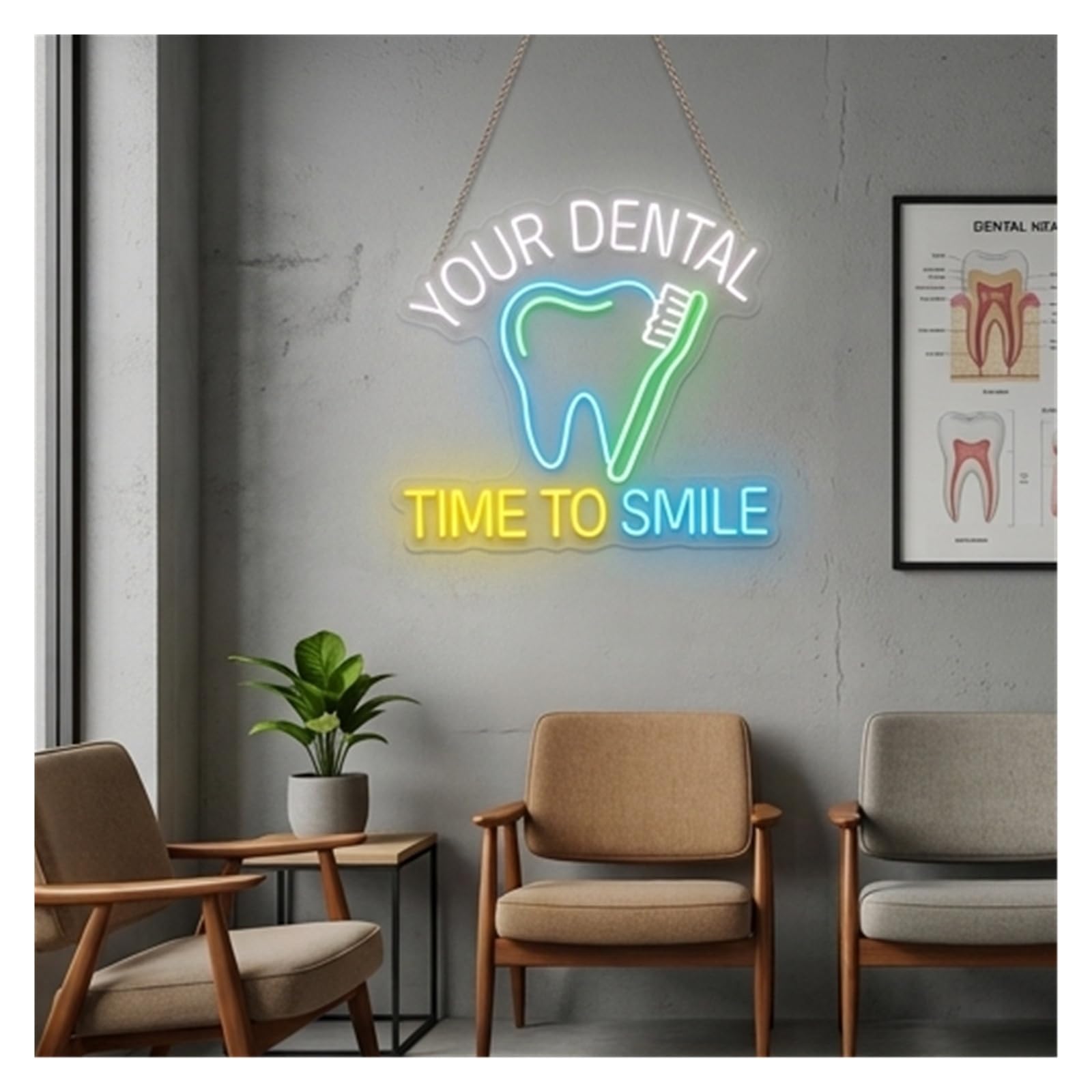 Insegna al Neon Insegna Al Neon Del Negozio Della Clinica Odontoiatrica Dello Spazzolino Da Denti