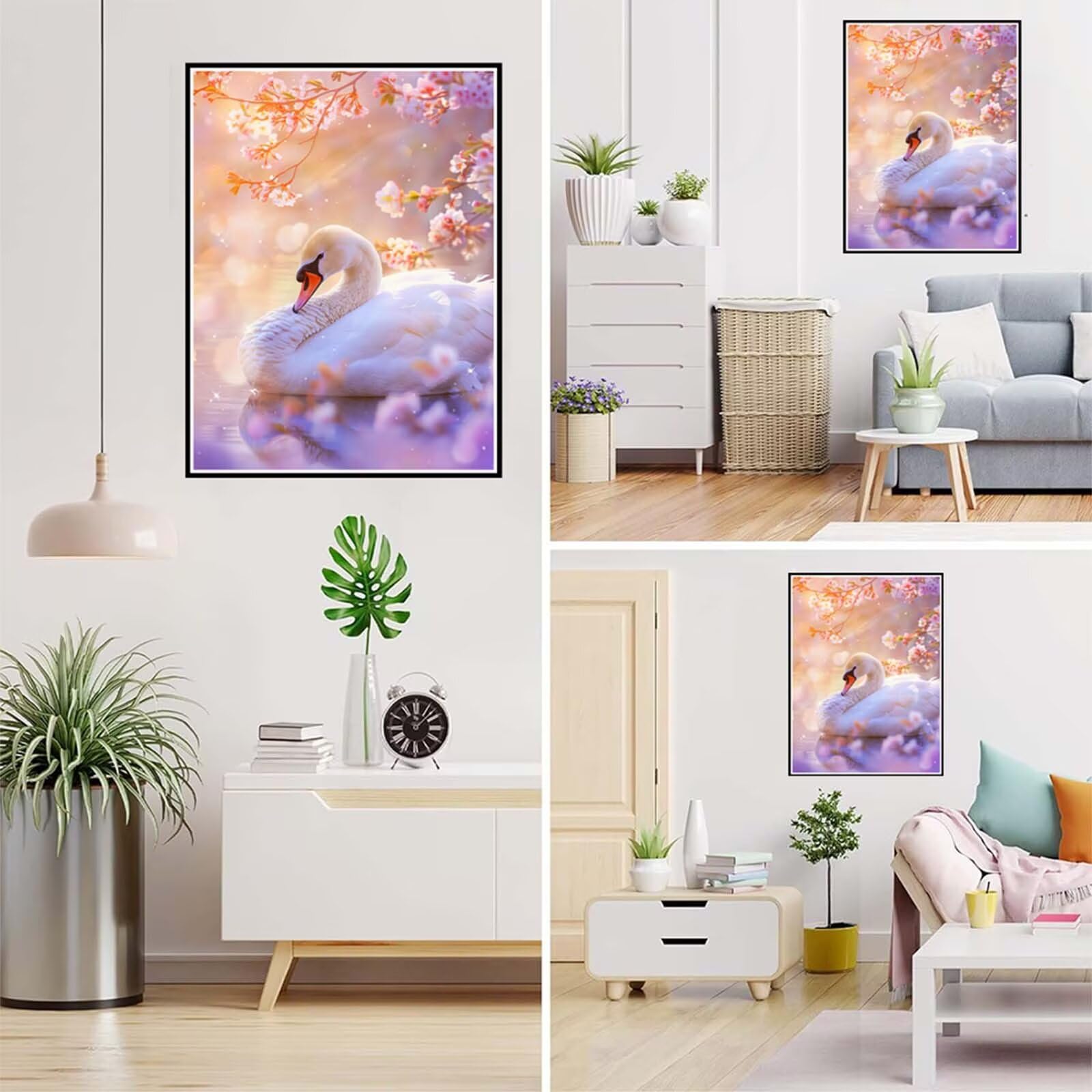 Diamond Painting Baum Malen Nach Zahlen Erwachsene, 5D Diamant Painting Bilder Schwan Diamond-painting Mosaikherstellung Bastelset Kinder ab 6 Jahre, Deko Wohnzimmer, Mädchen Geschenke 70x100cm 6X-795