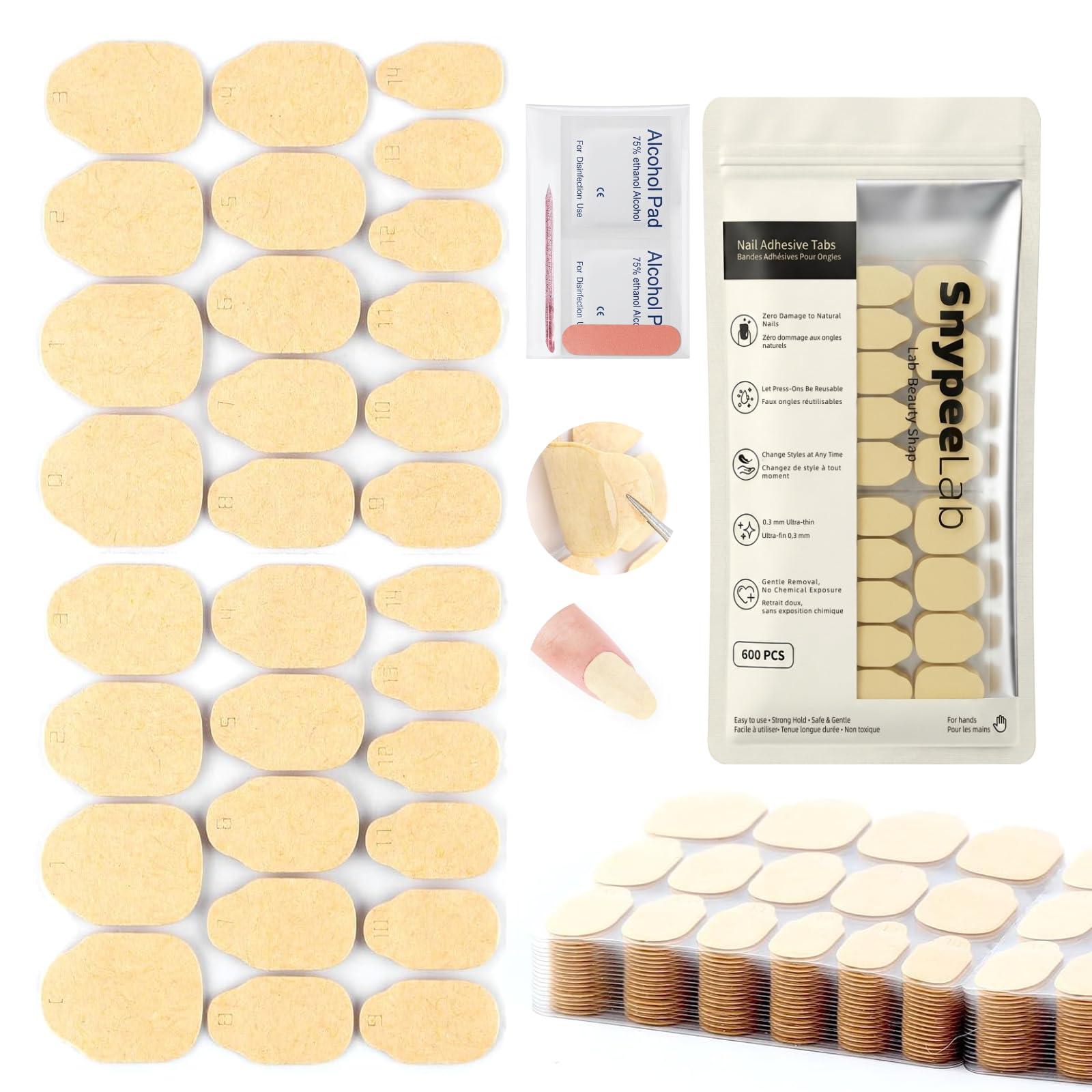 Nail Sticky Tabs Upgraded 600PCS With Tool Kit Press On Nail Tabs