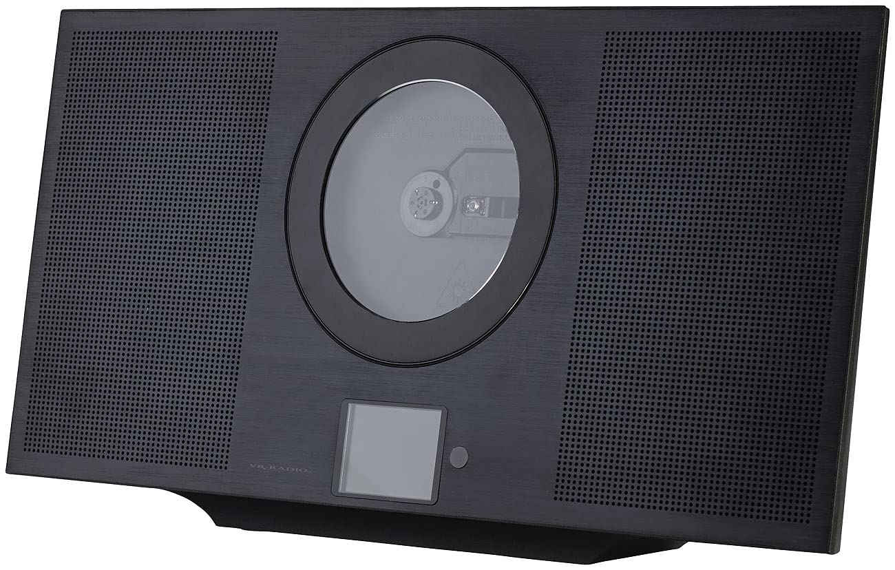 VR-Radio Wandradio flach: Stereoanlage, Alu, Internet-Radio/CD/DAB+/Bluetooth, 60W, DSP, schwarz (Radio flach Wandmontage, vertikale Stereoanlage, Box)