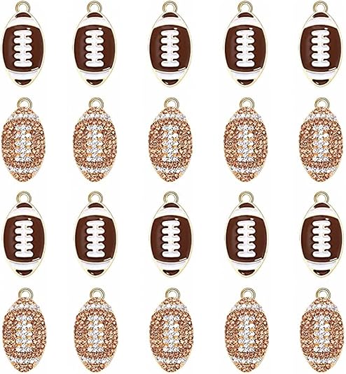 20PCS Sports Charms Enamel Basketball Baseball Pendant Charms for Jewelry Making Rhinestone Ball Game Softball Charms for Necklace Bracelet Earrings DIY Crafts