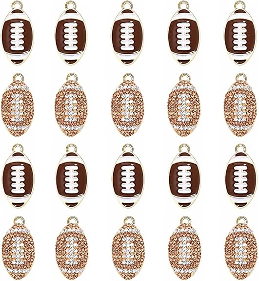20PCS Sports Charms Enamel Basketball Baseball Pendant Charms for Jewelry Making Rhinestone Ball Game Softball Charms for Necklace Bracelet Earrings DIY Crafts