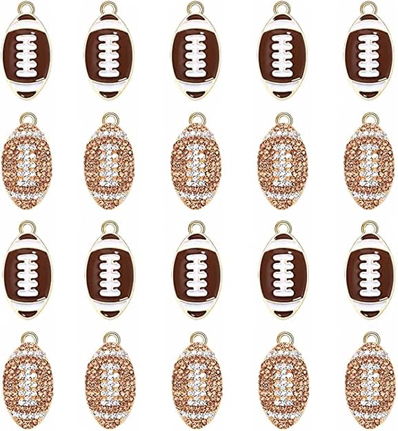 20PCS Sports Charms Enamel Basketball Baseball Pendant Charms for Jewelry Making Rhinestone Ball Game Softball Charms for Necklace Bracelet Earrings DIY Crafts