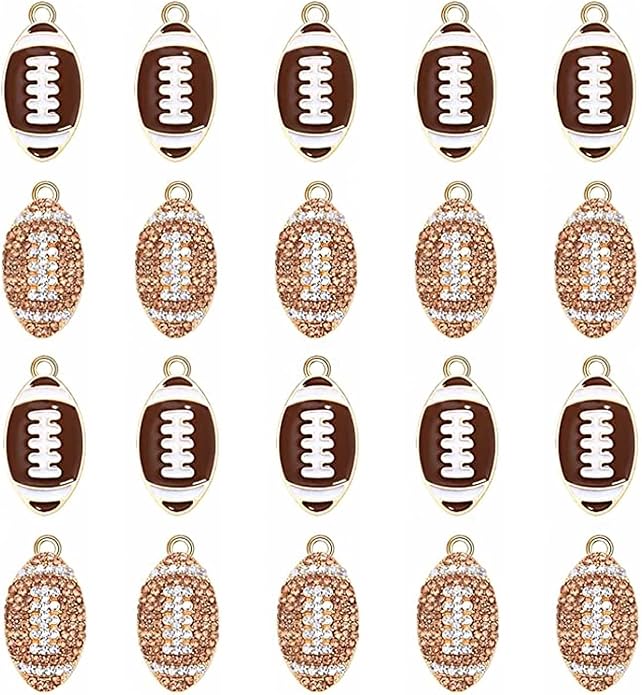 20PCS Sports Charms Enamel Basketball Baseball Pendant Charms for Jewelry Making Rhinestone Ball Game Softball Charms for Necklace Bracelet Earrings DIY Crafts