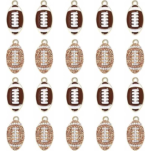20PCS Sports Charms Enamel Basketball Baseball Pendant Charms for Jewelry Making Rhinestone Ball Game Softball Charms for Necklace Bracelet Earrings DIY Crafts
