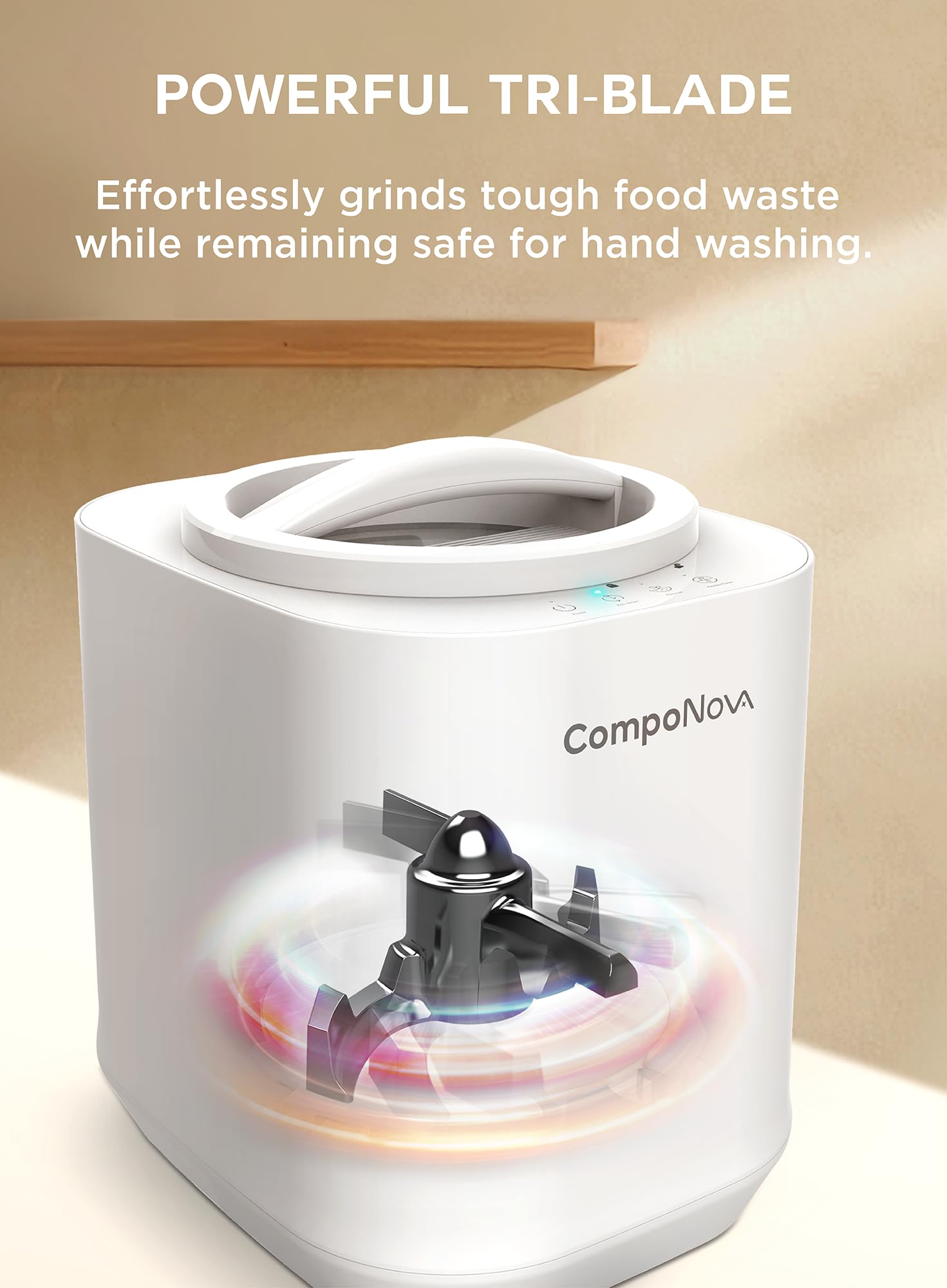 COMPONOVA Komposteimer, elektrischer Komposter für Küchenarbeitsplatte, 4 l, Smart Mill, Komposter, Kücheneimer, für Mutter, Auto-Heim-Kompostmaschine, geruchlos, Abfall zum Vorkompost für Pflanzen