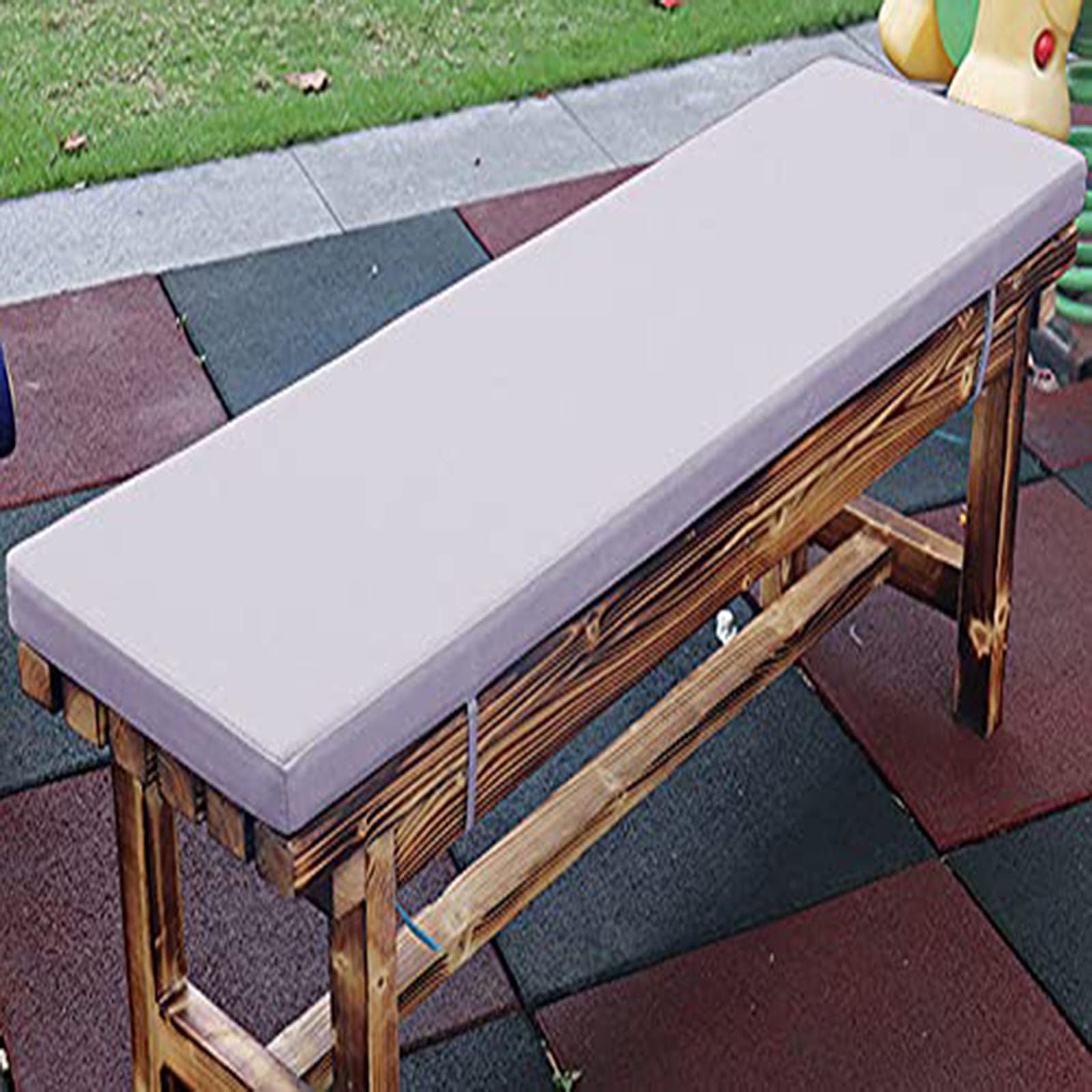 Cojín de banco para muebles de exterior, impermeable, 100/110/120/140/150 cm, cojín de silla de 5 cm de grosor, cojín de sofá para patio, césped, balcón (gris, 120 x 40 x 5 cm)
