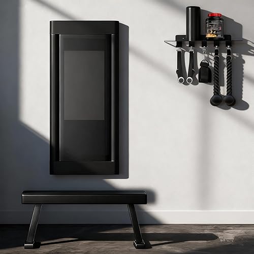 Miniatura 2 de Ajuste para accesorios tonales, estantes flotantes negros para gimnasio, organizador de montaje en pared, estante de almacenamiento de gimnasio en