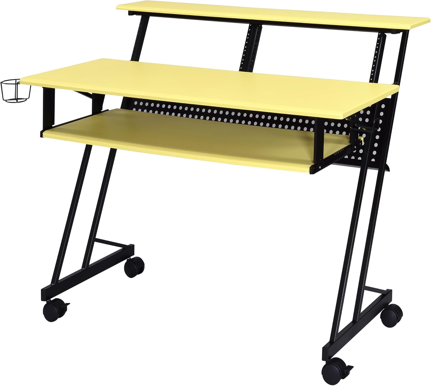 GOWE Yellow and Black Music Studio Desk with Keyboard Tray