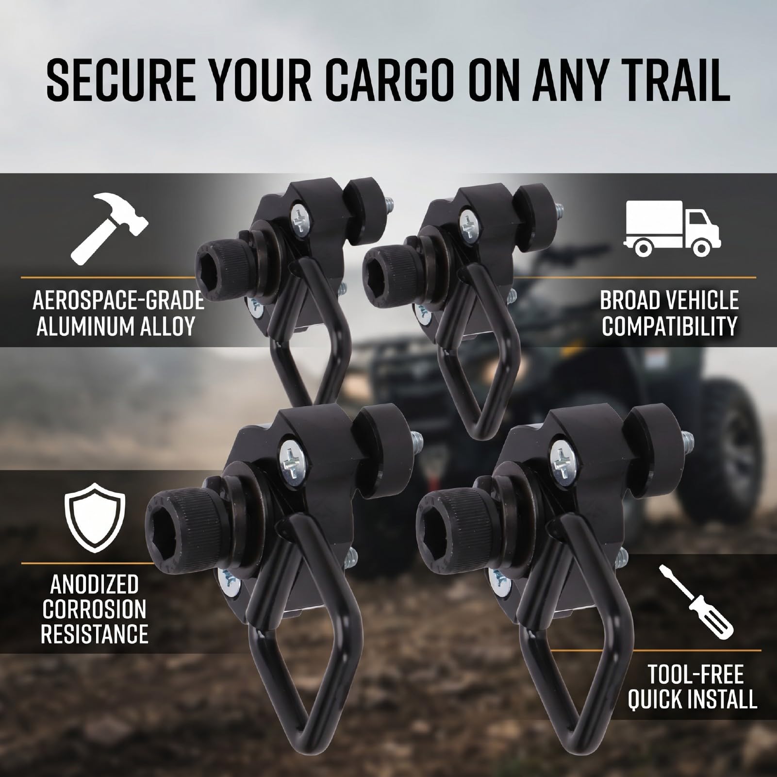 Anclajes de Amarre con Anillo en D para ATV UTV, Puntos de Seguridad Adicionales Confiables para Trabajo Al Aire Libre, Paquete de 4