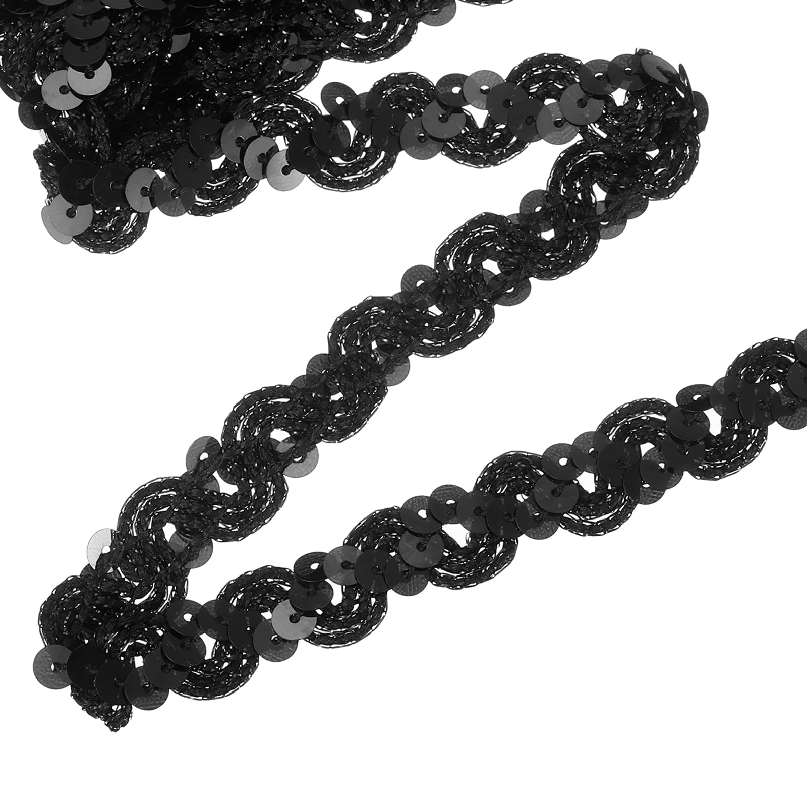 uxcell 11 Yard Sequins Trim Ribbon 0.6 Inch Sequin Gimp Braid Trim Spangle Flat Sequins Paillette Fabric Flat Trims Strips for Crafts Sewing Clothes Home Party Decoration, Black