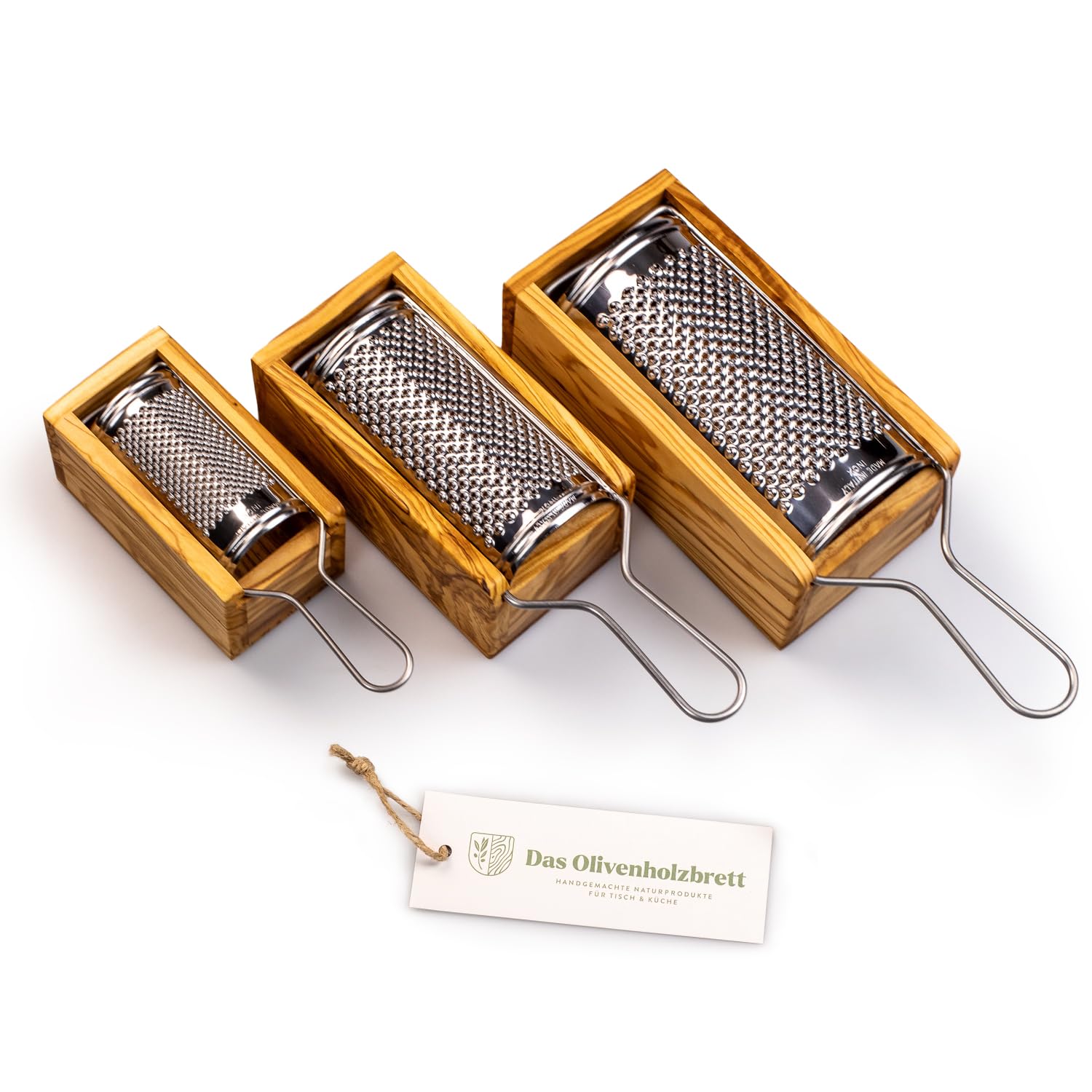 Râpe à Parmesan Râpe avec Récipient en Bois D'Olivier - 23cm