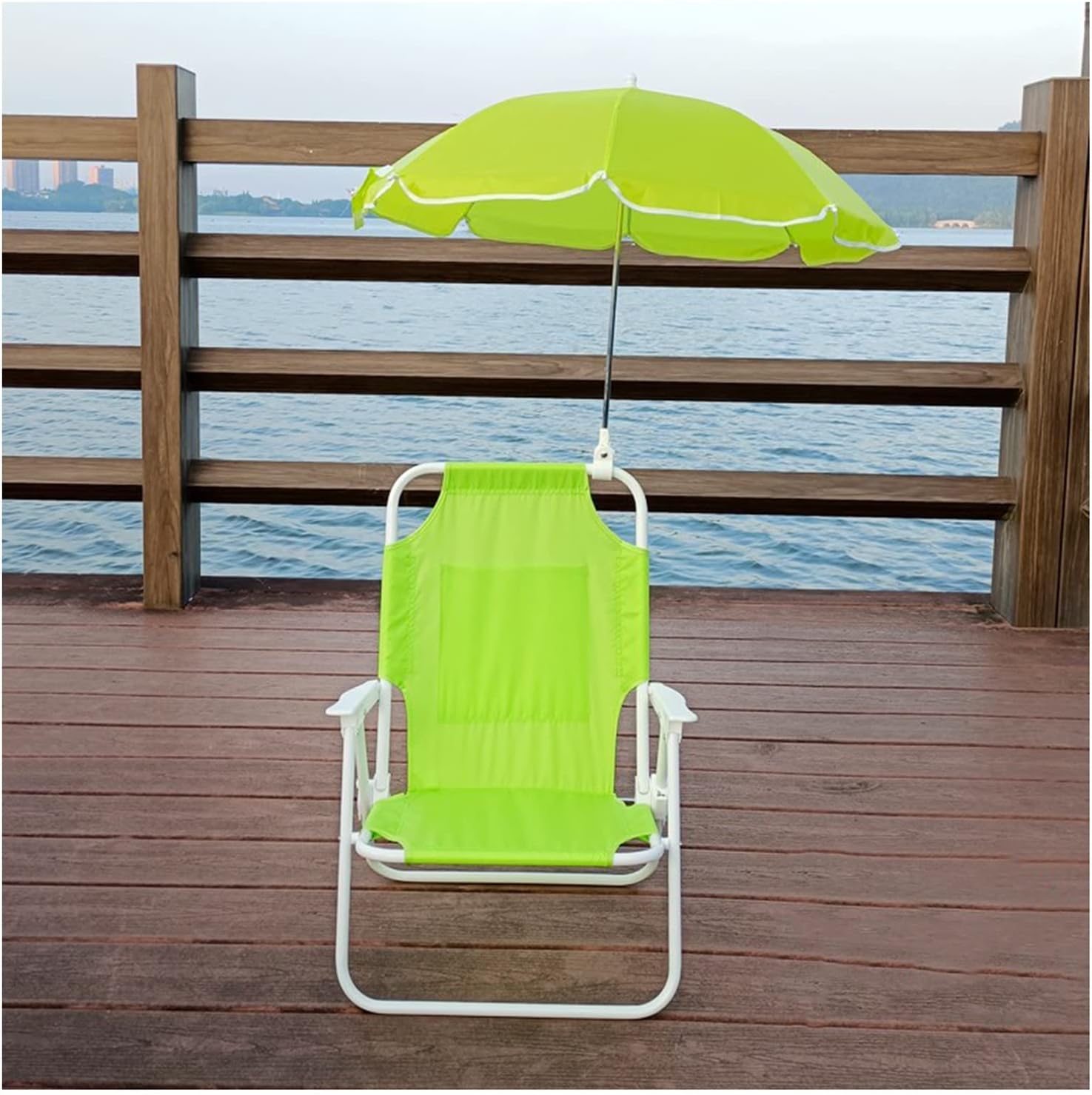 Kids Camping Chair Kids Beach Chair Portable Folding Chair Camping Chair with Sunshade Umbrella, 4 Colors (Color : Green)