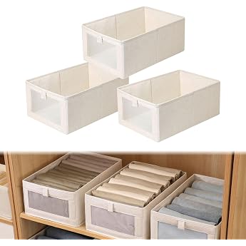Foldable Storage Box Set of 3 with Transparent Window