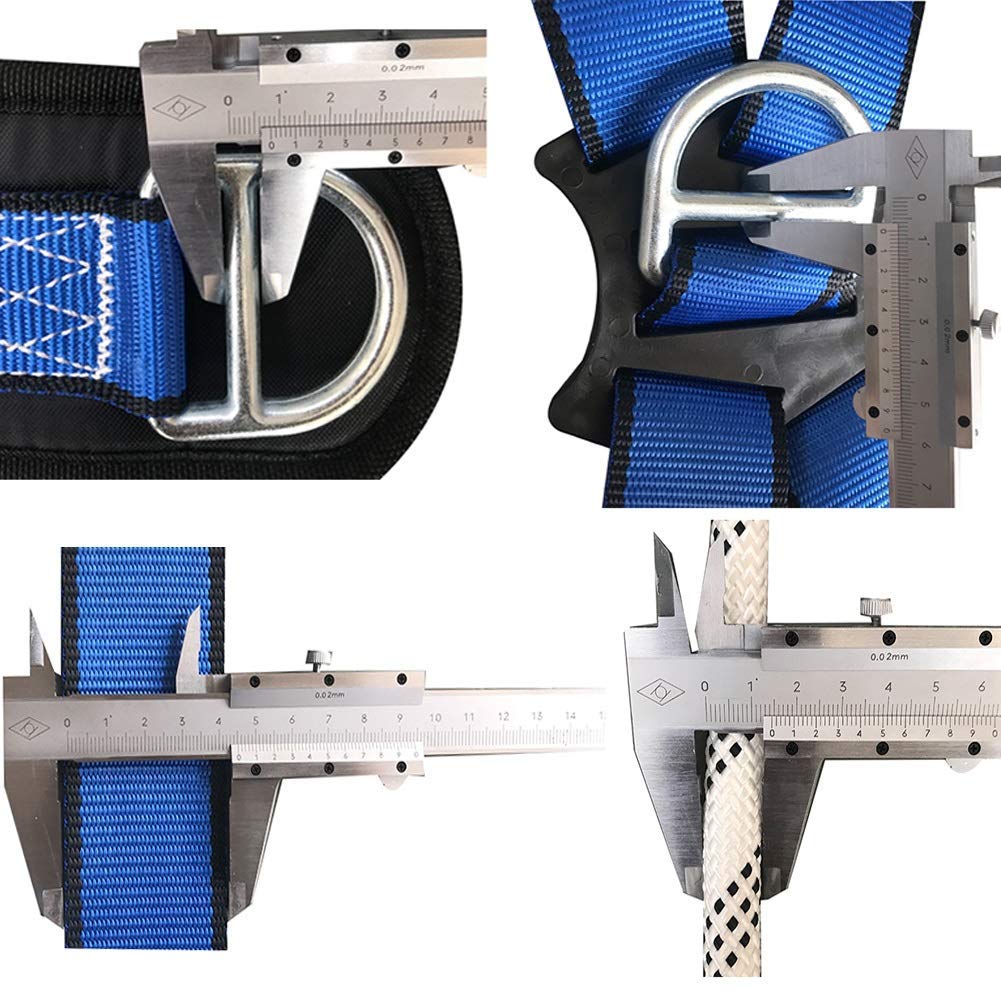 SwaYve Kits de Arnés de Seguridad, Cinturón de Seguridad de Protección Contra Caídas, Cinturón de Seguridad de Medio Cuerpo con Cuerda de Rescate para Trabajar en Alturas, Escalada en Roca/Blue/C