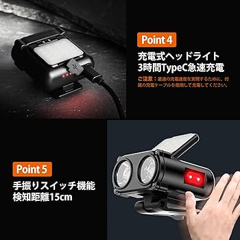 Amazon.co.jp: Msnaile キャップライト 充電式 ヘッドライト