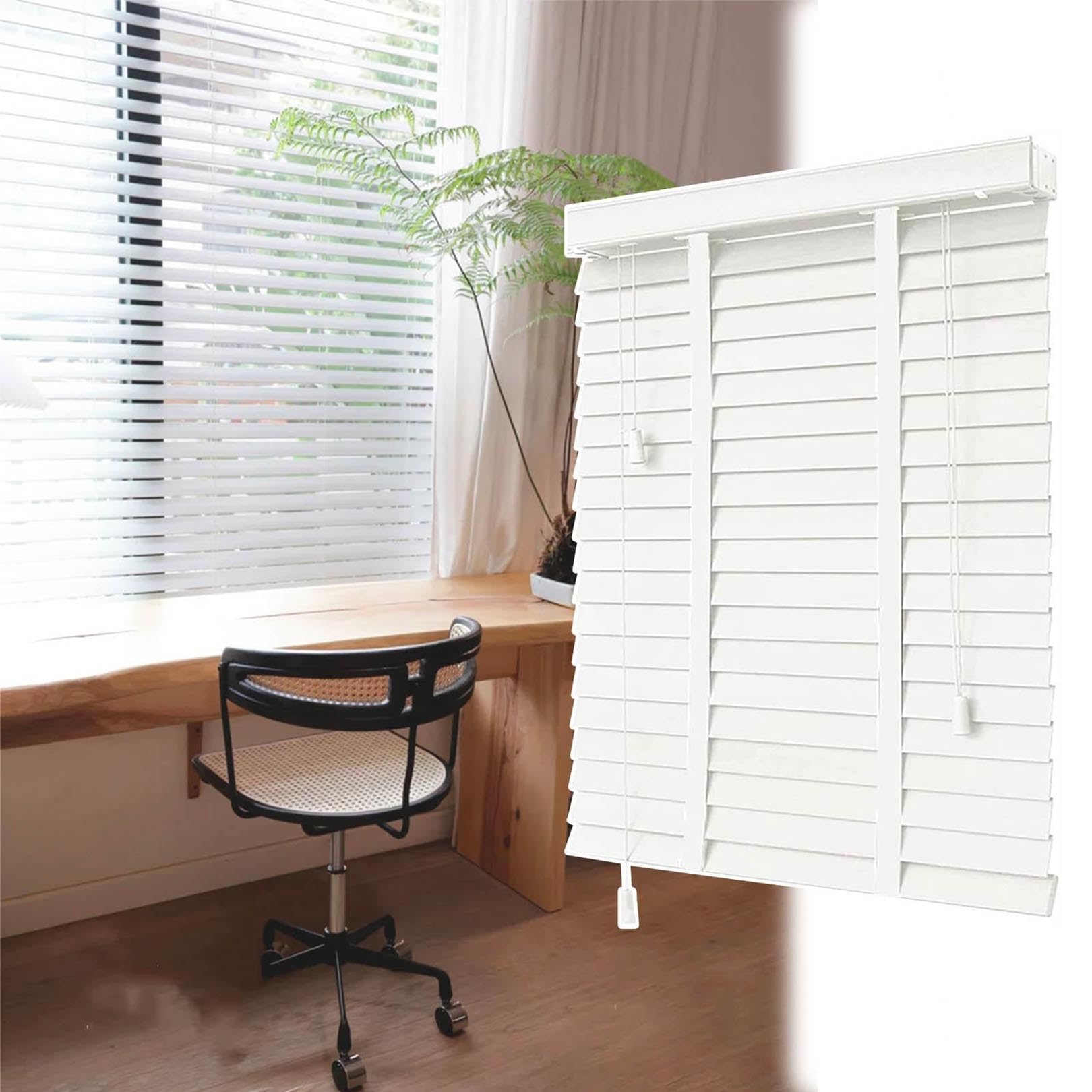 Amazon｜白い木製断熱水平カーテン、無垢材窓シャッターブラインド窓用