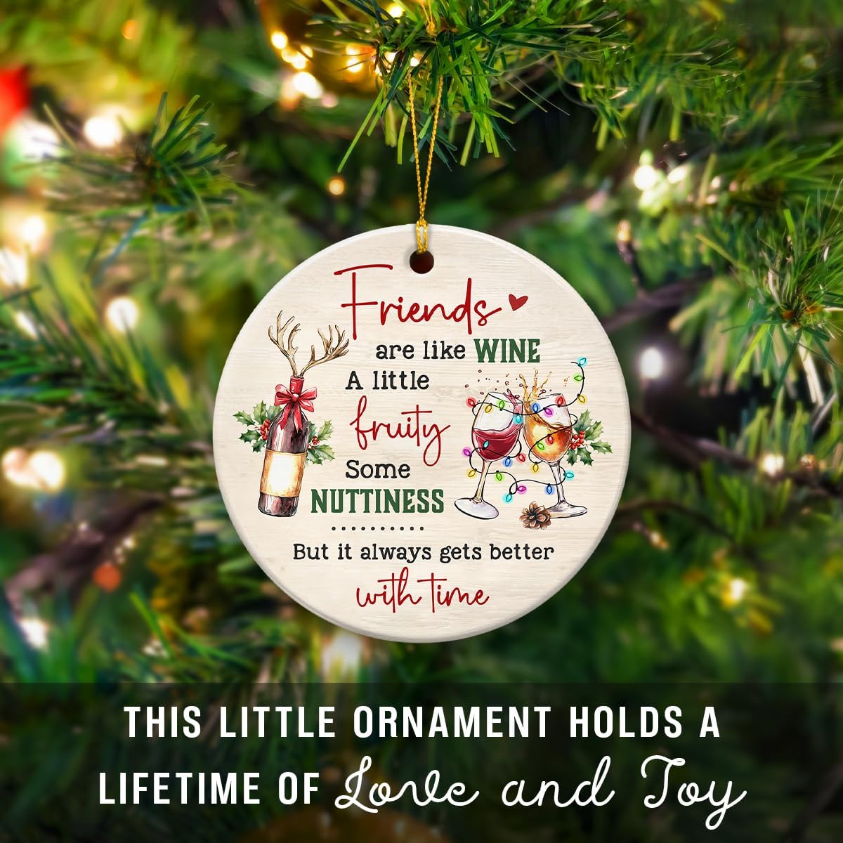 Funny Friend Christmas Ornaments 2025 - Bestie Ornament, Friend Gifts for Women, Men, BFF, Coworkers, Work Friends, Soul Sister - Double-Sided Ceramic Friendship Ornament for Tree Decor - Image 7