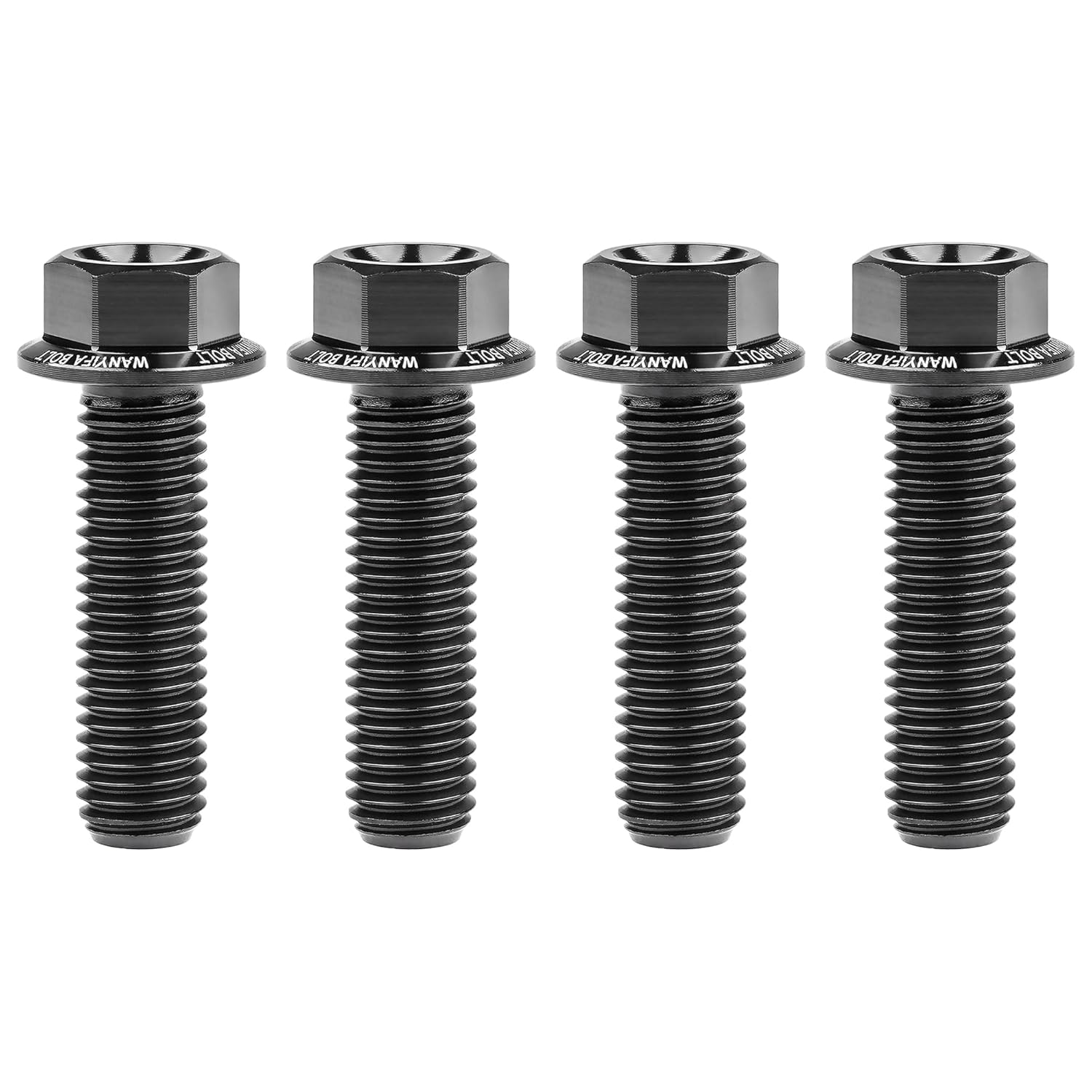 Titanium Bolt M7 10 15 20 25 30 35 40 45 50mm Hex Small Flange Head for Motorcycle Modification Pack of 4 (Black, M7x25mm)