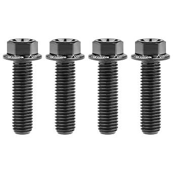 Titanium Bolt M7 10 15 20 25 30 35 40 45 50mm Hex Small Flange Head for Motorcycle Modification Pack of 4 Black, M7x25mm