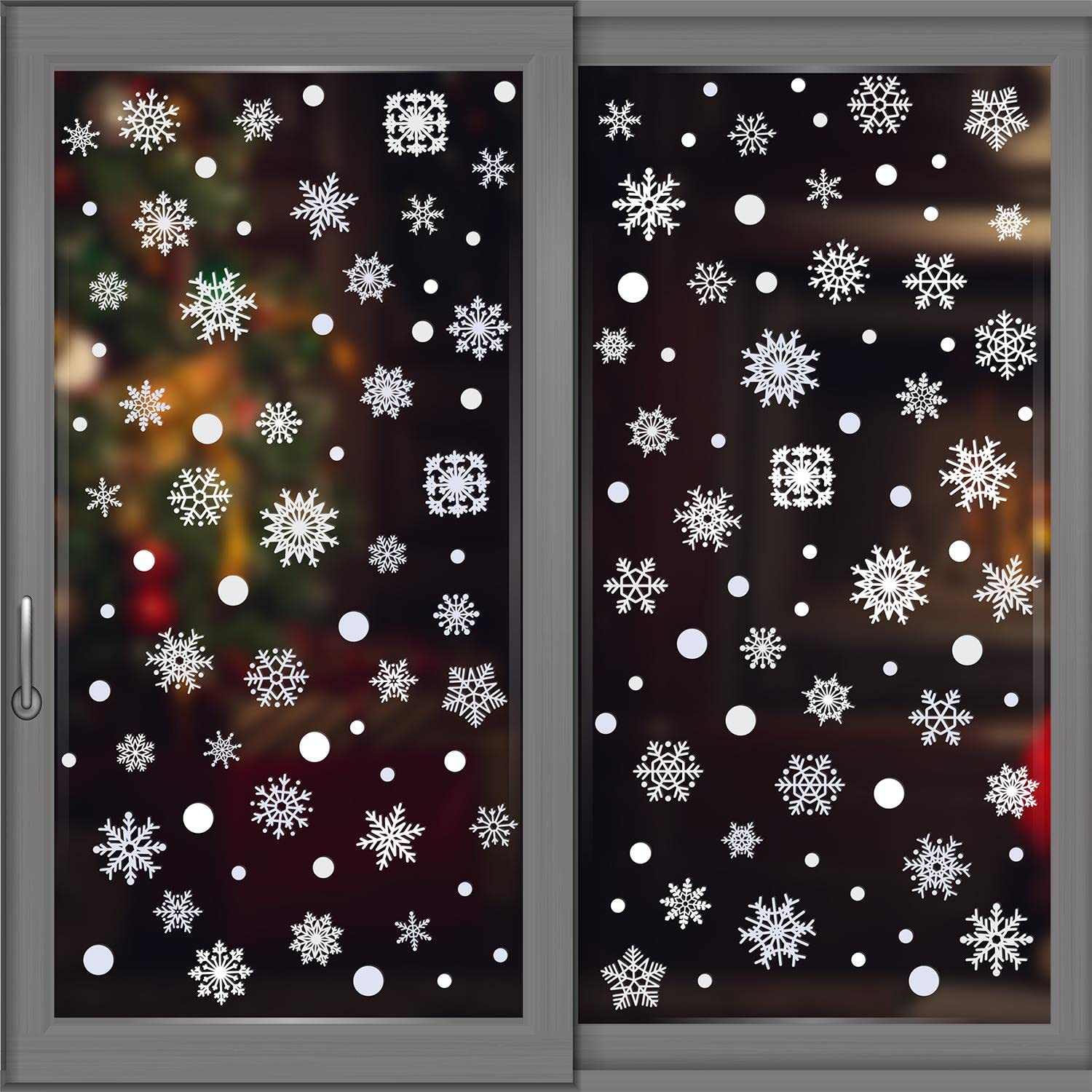 Walplus Delicate Lace Snowflakes White Snowflake Window Stickers Reusable Christmas Window Clings Double Sided Christmas Window Stickers Removable Xmas Decorations Christmas Window Decorations 138 Pcs