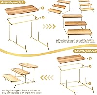 Vista 3 de Thyle Juego de 2 bandejas de servir de 3 niveles rectangulares de bambú escalonadas, juego de exhibición de mesa de postre con 4 pinzas y estante