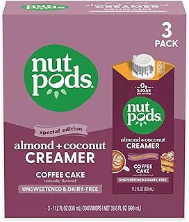 nutpods Coffee Cake Unsweetened Dairy-Free Creamer, Made from Almonds and Coconuts, Whole30, Keto, Gluten Free, Non-GMO, V...