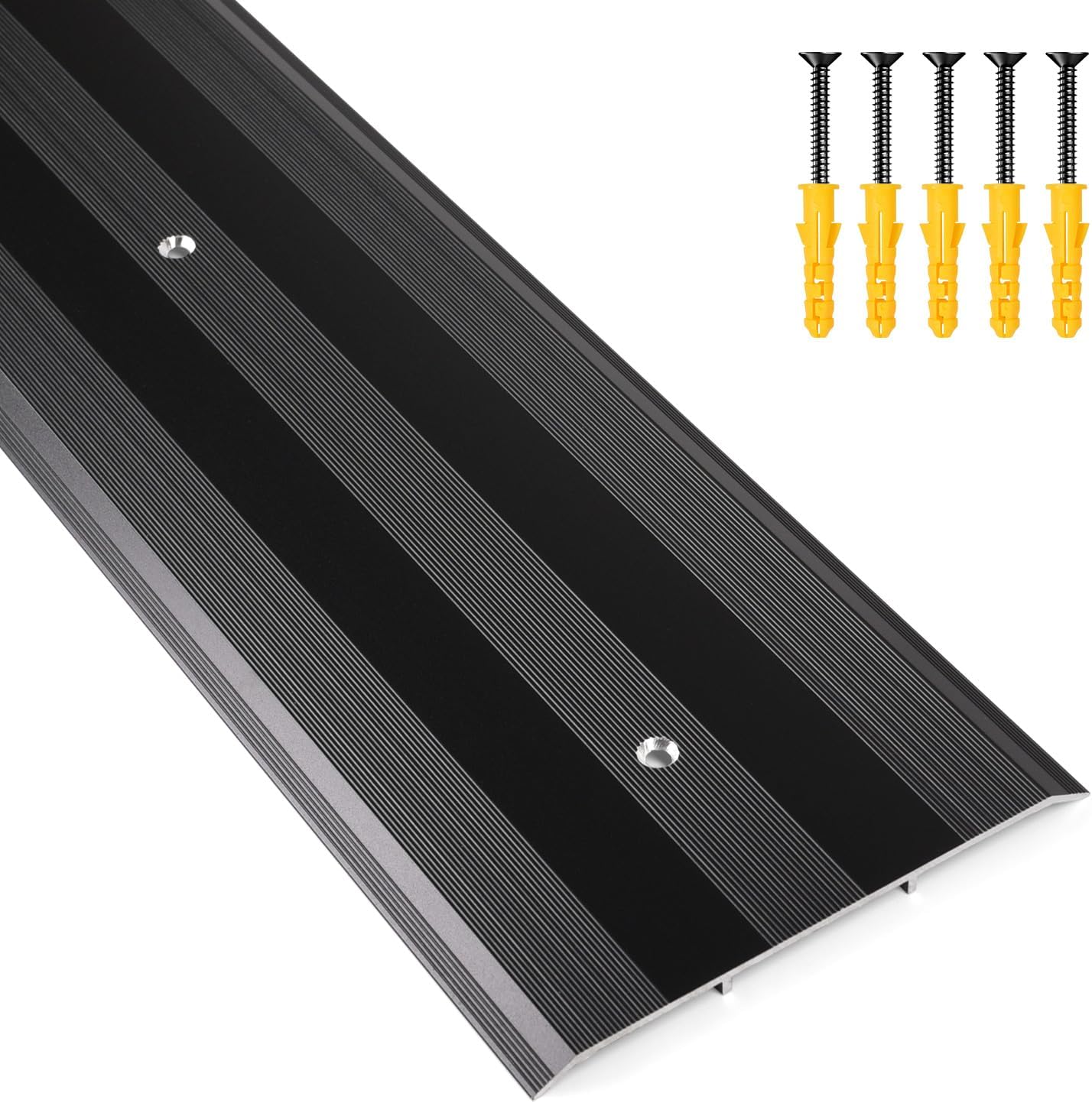 Thicken Aluminum Commercial Flat-Profile Threshold, Sturdy and Sleek Entryway Access Solution Draft Protection, Size 5 in x 0.25 in. x 36 in (Black)