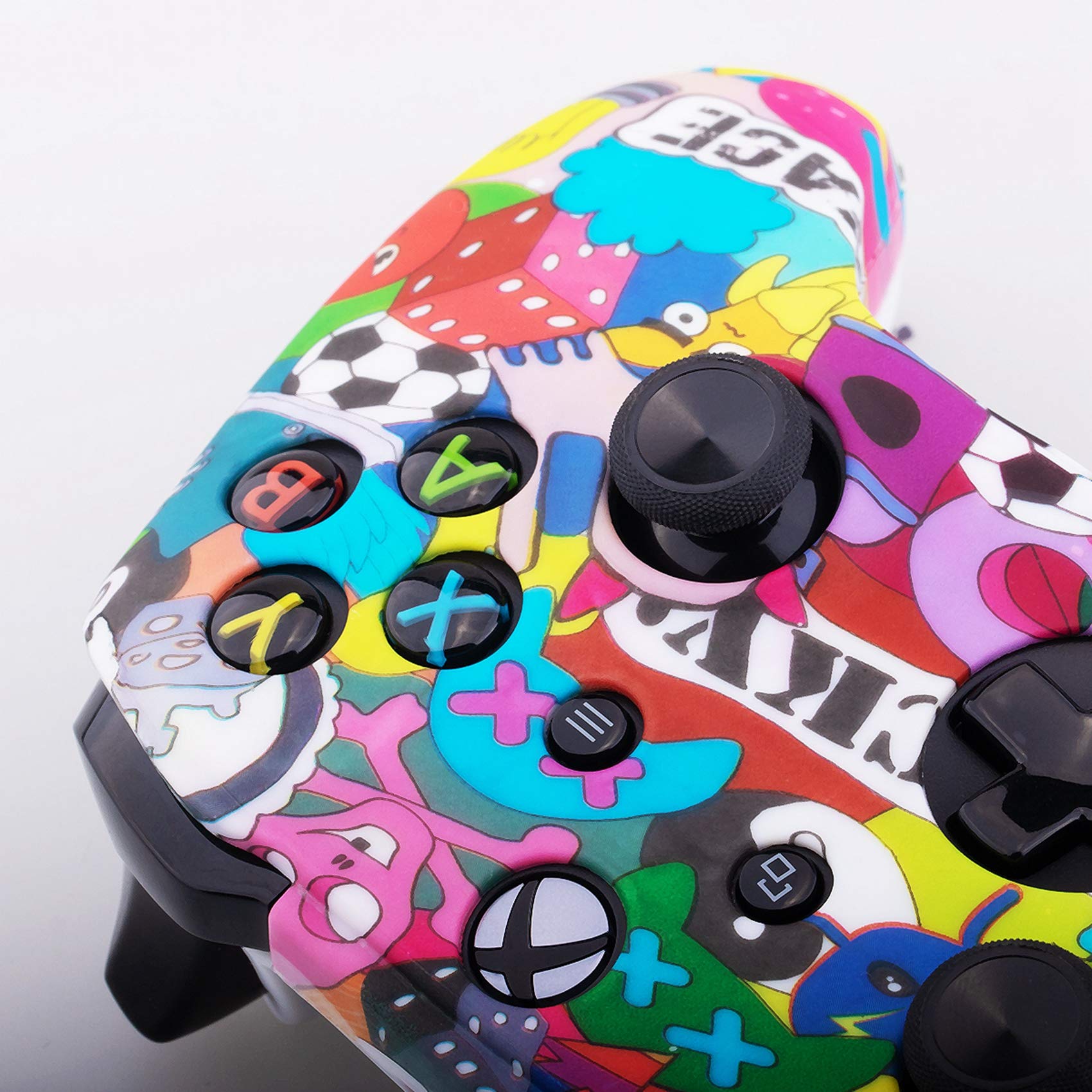 9CDeer 1 Piece of SiliconeTransfer Print Protective Cover Skin + 6 Thumb Grips for Xbox One/S/X Controller Grimasse — view 4