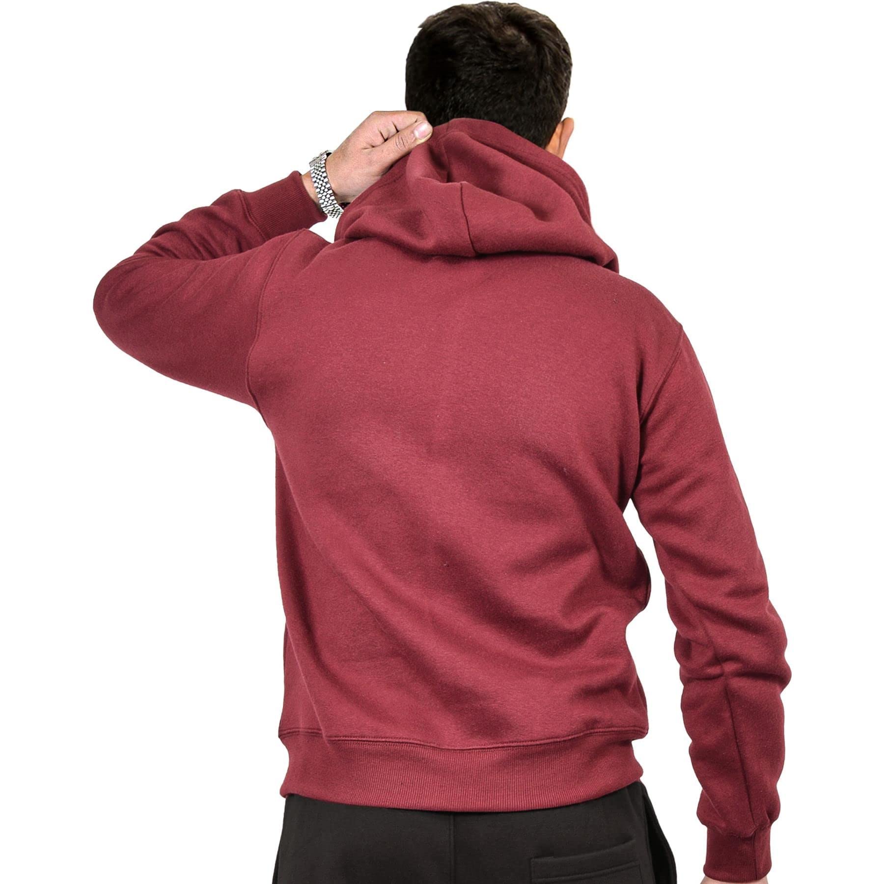 A2Z Męskie runo Zwykły błyskawiczne Bluza Zakapturzony bezpieczeństwo - Zipper Wine M