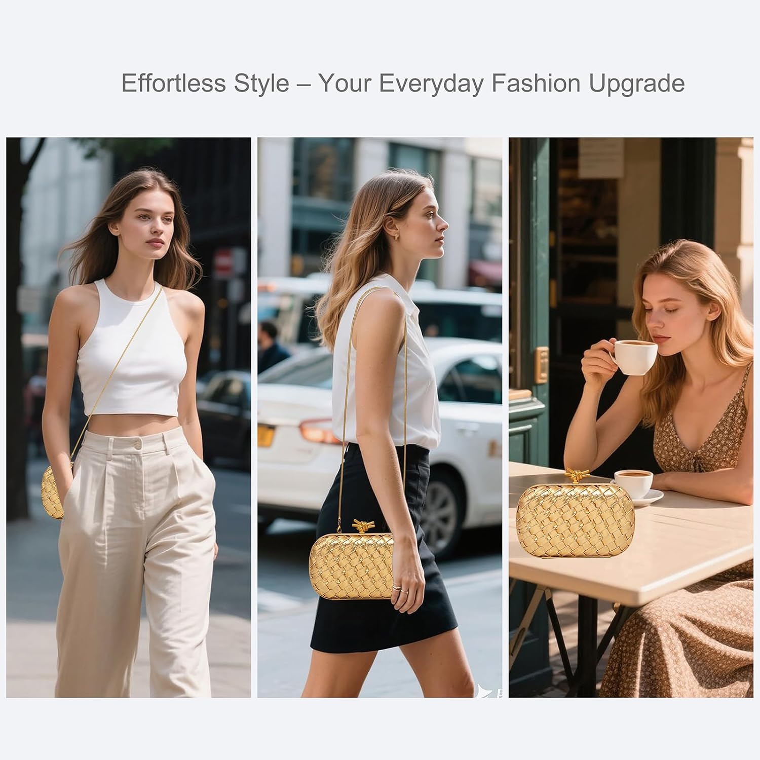 Handwoven Clutch Evening Bag for Women – Structured PU Leather Purse with Chain Strap for Wedding, Party & Date Night - Image 6