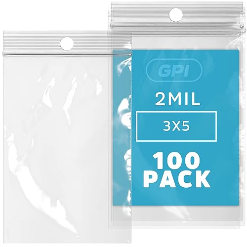 Vista 34 de GPI - 5 x 5 pulgadas - Estuche a granel de 1000 unidades, 2 mil de grosor, bolsas de plástico transparente con cierre con cierre, agujero