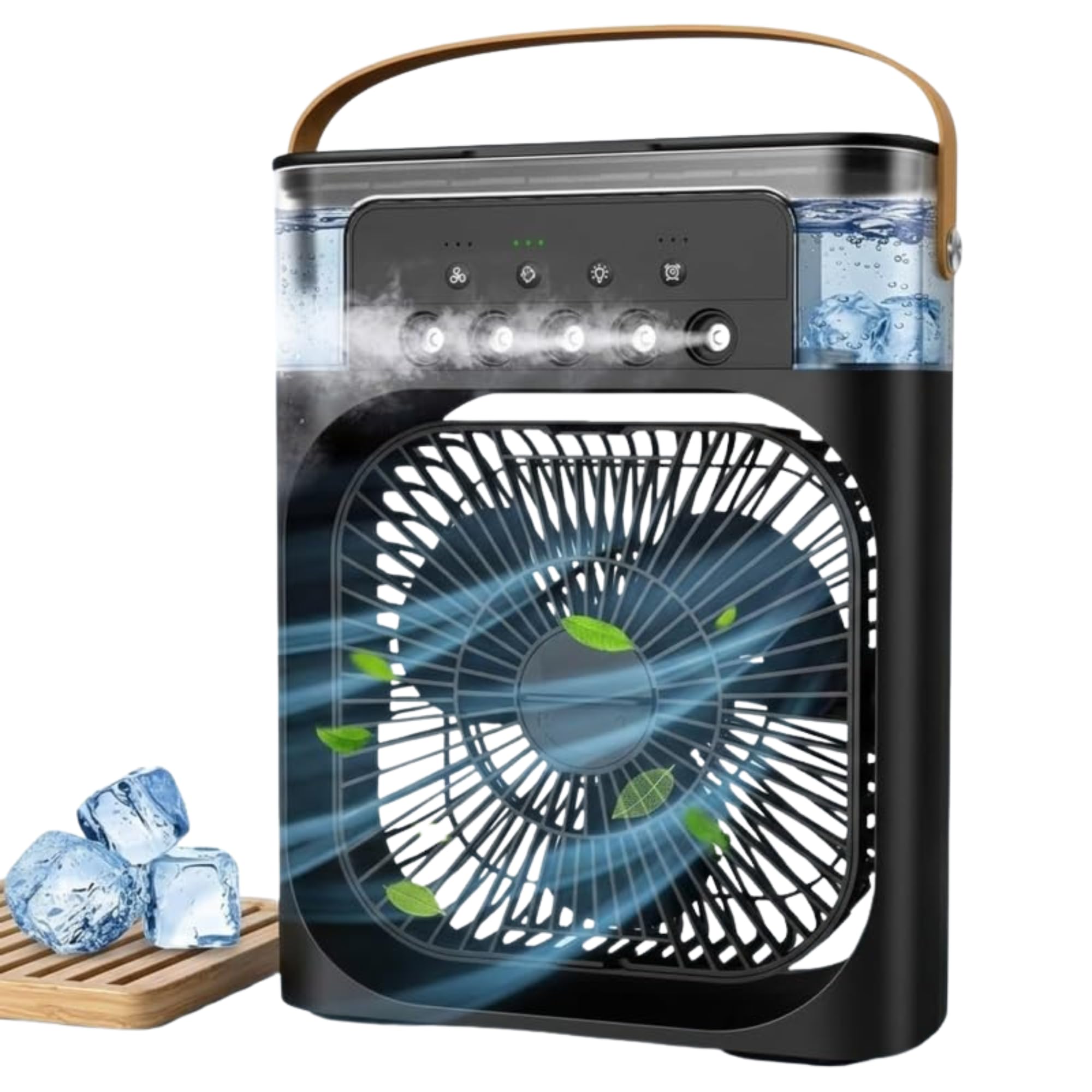 Drumstone TopRated 𝟏𝟓𝐘𝐫 𝐖𝐚𝐫𝐫𝐚𝐧𝐭𝐲 Personal Air Cooler, Portable Air Conditioner Fan, Evaporative Air Cooler with 7-Color LED Light, 1/2/3 Hour Timer, 3 Wind Speeds and 3 Spray Modes – Black