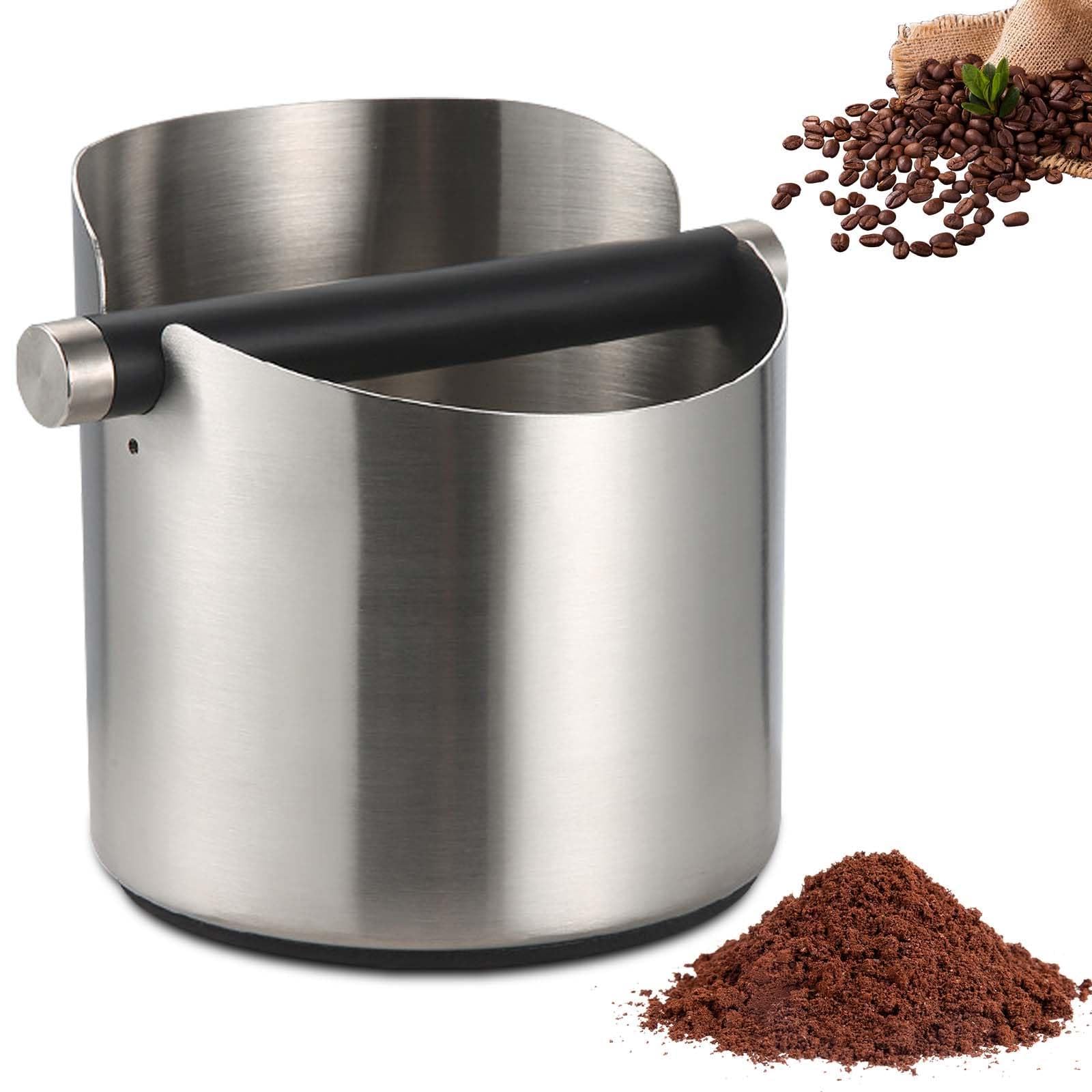 Recipiente para portafiltros, 600 ml de acero inoxidable, bandeja para eliminar fácilmente el café mojado para cafetera expreso (plata)