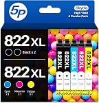 822XL WF-3820 Printer Ink Cartridges Compatible Replacement for Epson 822XL 822 T822 for Workforce Pro WF-4820 WF-4830 WF-3823 WF-4833 WF-4834 Printer (5-Pack)