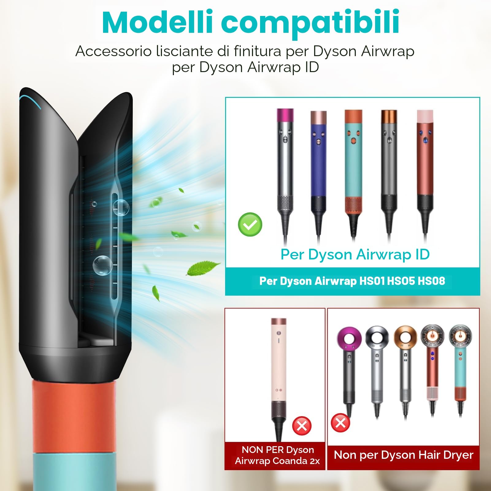 Accessorio piastra per capelli per Dy-son Airwrap HS01 HS05 HS08, spazzola asciugacapelli pre-styling per capelli ricci, accessorio professionale per capelli da salone (nero)