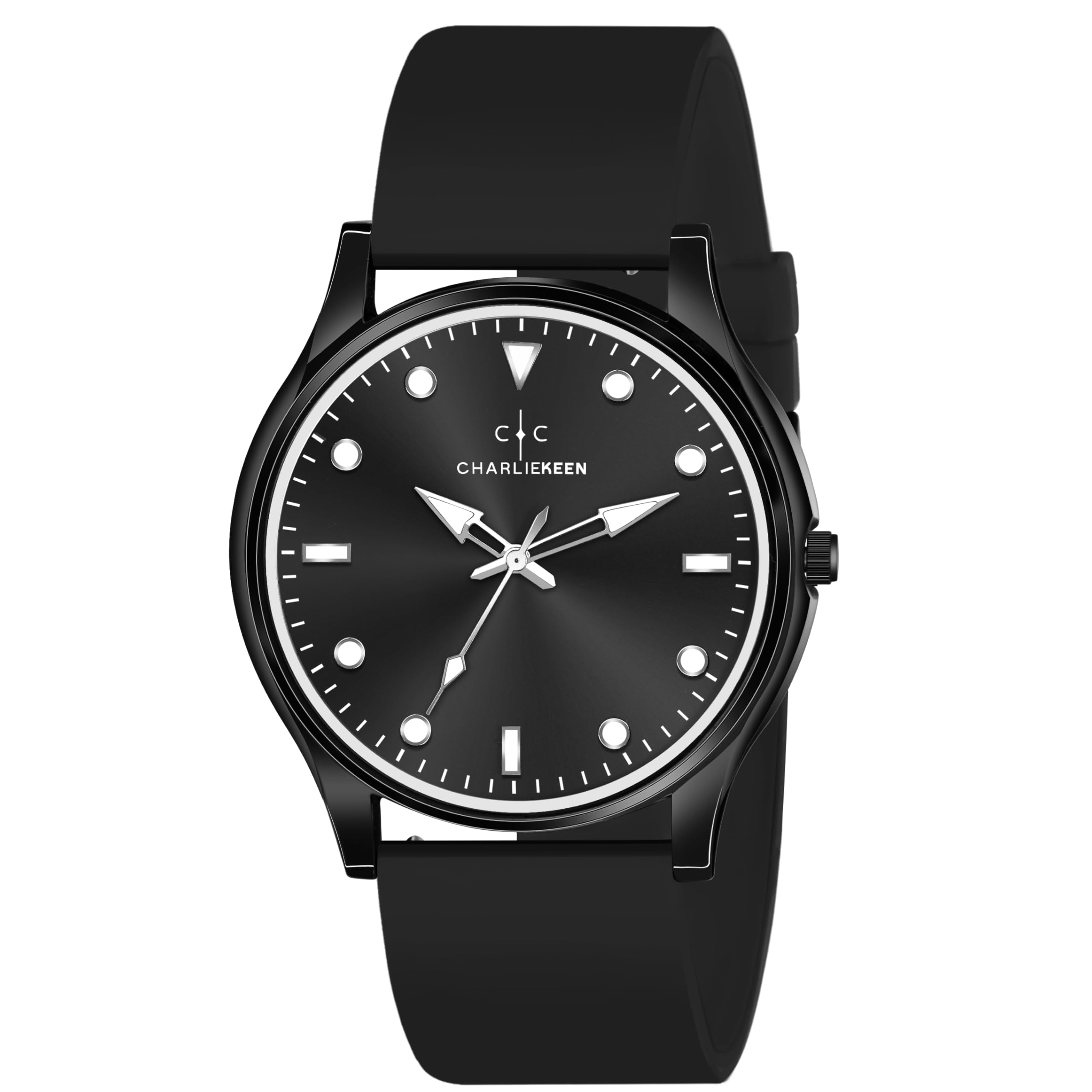 CHARLIEKEEN Analog Wrist Watch, Black Case, Silicone Strap for Men (Black) (B0DGCYC8BH) Amazon Price History, Amazon Price Tracker